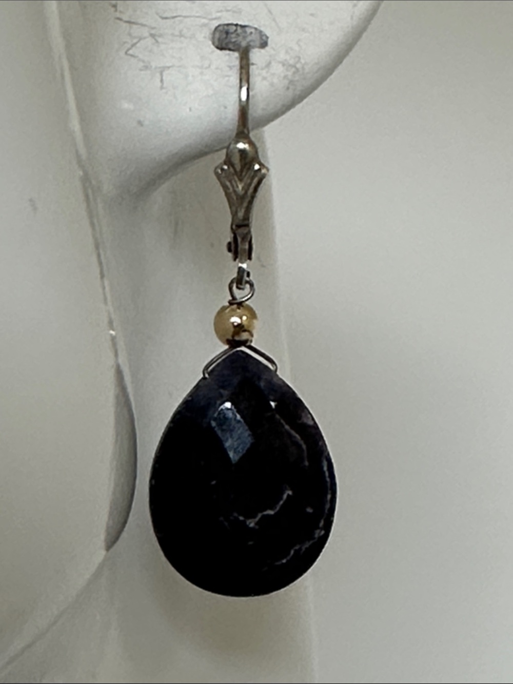 Elegant 925 Sterling silver Real Sapphire Gem Drop Earrings